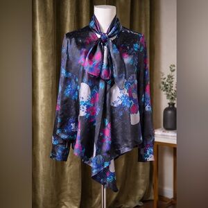 Eight Sixty Satin Blouse Bow Neck Tunic Blouse
